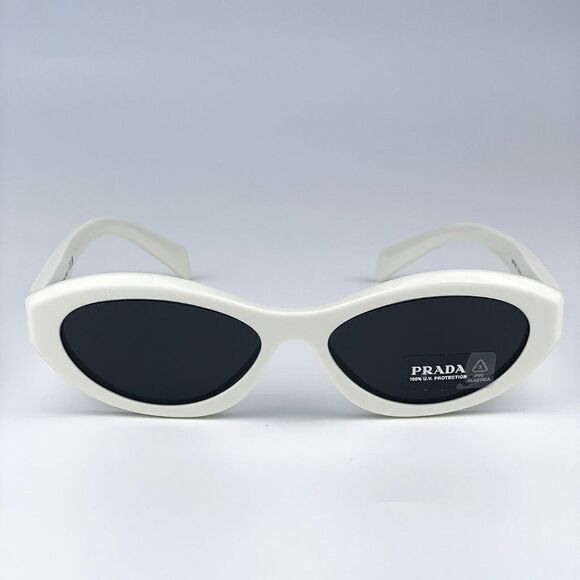 NEW Prada PR26ZS 17K08Z Talc White Dark Grey Oval Women Sunglasses - Picture 3 of 11